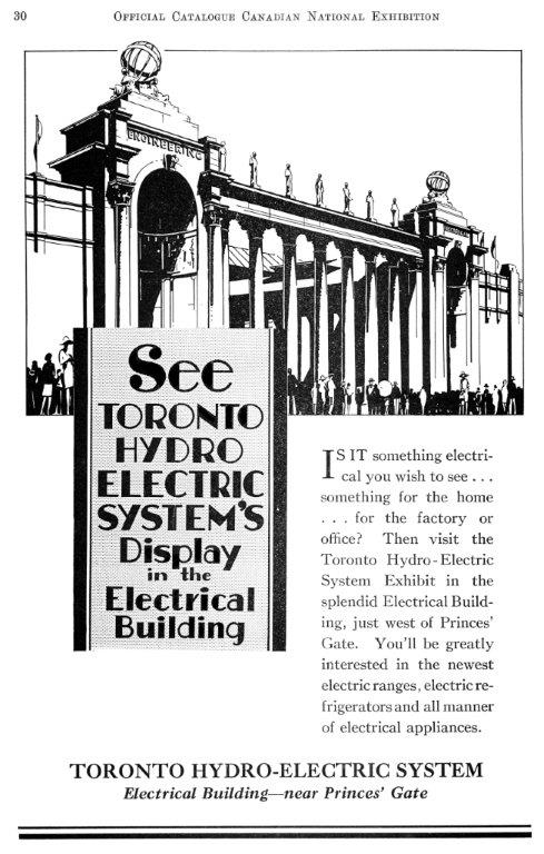 1929 Toronto Hydro Ad In CNE Programme CNE Heritage