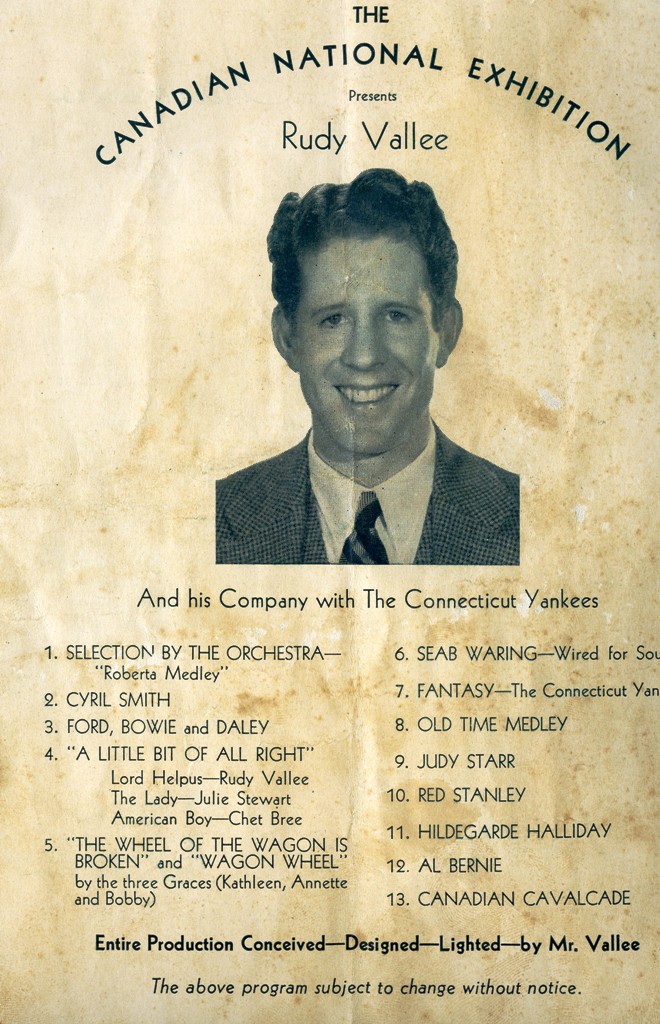 Rudy Vallee In 1935 Cne Fashion Show Programme Cne Heritage